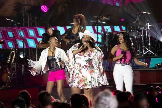 April 1, 2023, Austin, TX, United States: Singers TREA SWINDLE, DEVYN HART and DANICA HART of the country trio Chapel Hart of Poplarville, MS perform for a taping of up and coming acts on the Ram Truck stage at the Country Music Television (CMT) Awards on April 1, 2023 at Austin s Moody Center. Austin United States - ZUMAd150 1027140039st Copyright: xBobxDaemmrichx