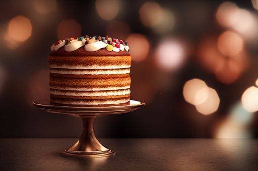 RECORD DATE NOT STATED An AI generated illustration of a delicious cake with sprinkles on the background of bokeh lights *** An&Verkauf AI generiert illustrierung des einer Köstlich Kuchen mit sprinkles am der Hintergrund des bokeh Lichter 16696670