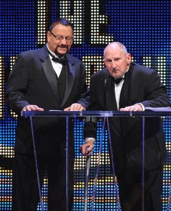 **FILE PHOTO** Bushwhacker Butch Has Passed Away At 78. New York, NY- March 28: The Bushwhackers: Luke Williams and Butch Miller are inducted into the 2015 WWE Hall Of Fame on March 28, 2015 at the SAP Center in San Jose, California. Copyright: xGeorgexNapolitano MediaPunchx