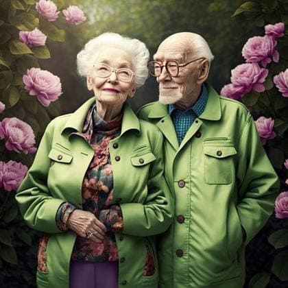 RECORD DATE NOT STATED An AI generated illustration of a Senior couple tourist standing in nature on holiday *** An&Verkauf AI generiert illustrierung des einer ranghoher couple touristische stehend ÊIn Natur am Urlaub 17362872