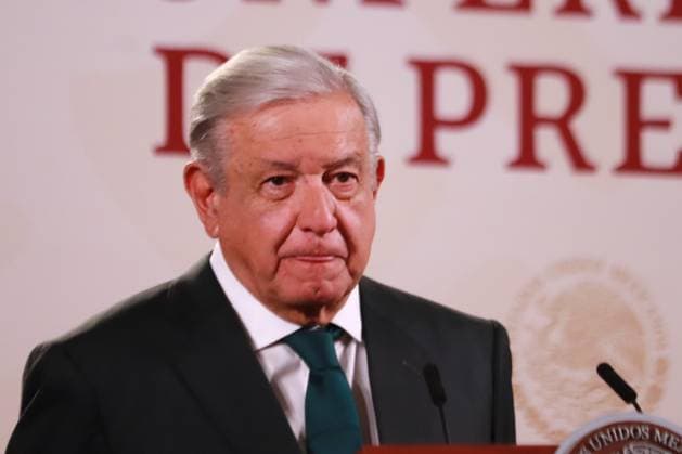 Mexican President, Lopez Obrador Briefing Conference April 04, 2023 in Mexico City, Mexico: Mexico s President, Andres Manuel LOpez Obrador, speaks during the daily conference in front of reporters at the national palace, on April 04, 2023 in Mexico City, Mexico. (Photo by Carlos Santiago Eyepix Group) Copyright: x<author >x xEyepixxGroupx CS202304045881