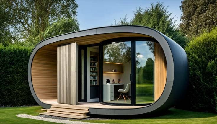  Generative AI of a modern house with a garden, Generative AI of a modern house with a garden, Generative AI of a modern house with a garden, 13.03.2023, Copyright: xbluefishx Panthermedia33780639.jpg