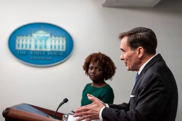 News Themen der Woche KW14 News Bilder des Tages White House press briefing April 6, 2023 John Kirby, spokesman for the National Security Council, addresses reporters during the White House daily press briefing on April 6. The Biden Administration™s report on withdrawal from Afghanistan, issued earlier in the day, consumed most of the briefing. Washington DC United States  Copyright: xAllisonxBaileyx originalFilename: bailey-whitehou230406_npakL.jpg