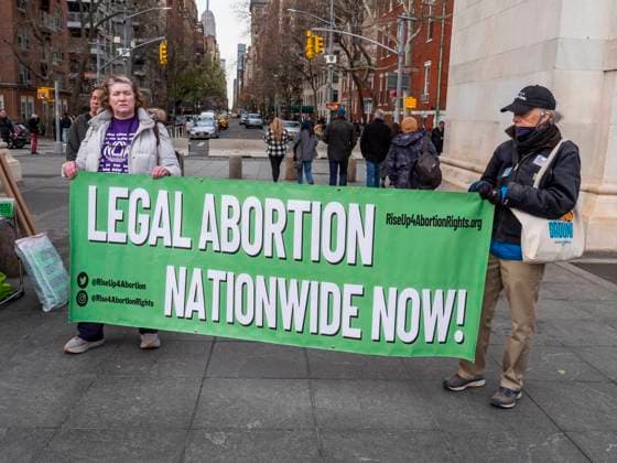 April 8, 2023, New York, New York, US: Protesters rally againist the Abortion Drug ban handed down by a Texas federal judge. They rallied under the Washington Square Arch after the conservative judge said the FDA approval of mifepristone used to terminate a pregnancy should be terminated. The federal gov t will appeal. New York US - ZUMAh156 20230408_znp_h156_001 Copyright: xMiloxHessx