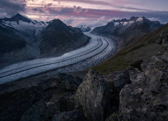 The biggest glacier in the Alps, the Aletsch glacier, UNESCO World Heritage Site, Bernese Oberland, Switzerland, Europe Copyright: ClaudioxBordin 1367-18