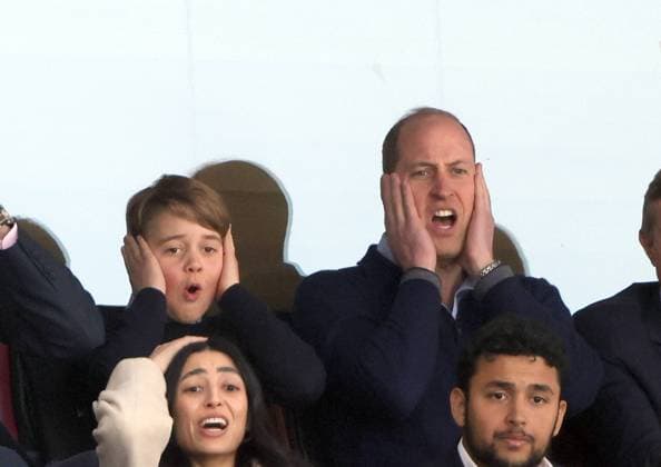 Prince George and Prince William The Prince of Wales, at the Aston Villa v Nottingham Forest EPL match, at Villa Park, Birmingham, UK on 18th March, 2023. 