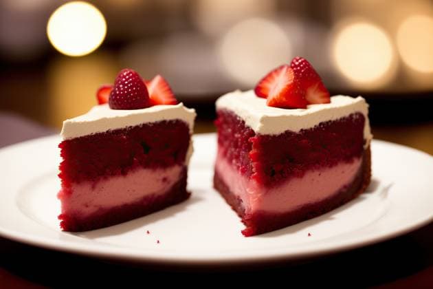 Generative Ai illustration of appetizing cheesecake pastries topped with strawberries served on white plate in restaurant AdalbertoRodriguez_ID13261_404393_022 Copyright: xAdalbertoxRodriguezx Model Released