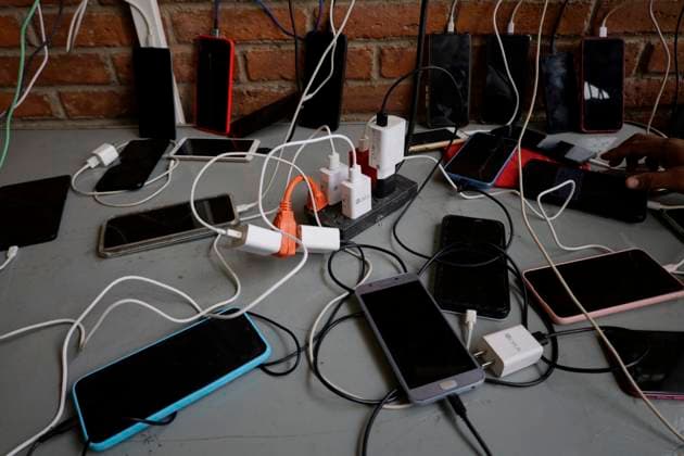 Haitian Migrants Relocated To Shelter In Mexico City View of chargers and cell phones of Haitian migrants at the Bosque de Tlahuac facilities in Mexico City, who was supported by the National Institute of Migration and the Secretariat of Inclusion and Social Welfare that offered food, lodging, and migratory orientation while they are at waiting for a permit or Visitor s Card for Humanitarian Reasons that allows them to transit through national territory between 45 and 90 days to continue their journey to the border. Mexico City Mexico City Mexico  Copyright: xGerardoxVieyrax originalFilename: vieyra-notitle230410_nplrD.jpg