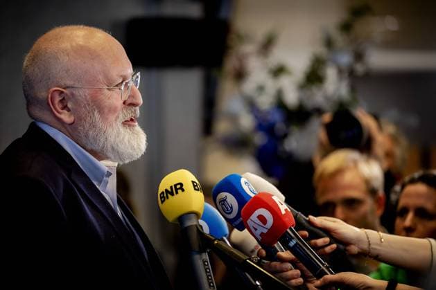 THE HAGUE - European Commissioner Frans Timmermans responds after a meeting with Caroline van der Plas of the BoerBurgerBeweging (BBB) in the House of Representatives. ANP ROBIN VAN LONKHUIJSEN netherlands out - belgium out  Copyright: xx x466797914x originalFilename: 466797914.jpg