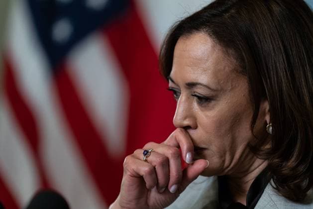 US Vice President Kamala Harris gives remarks with Poland s Prime Minister Mateusz Morawiecki before their meeting in the Vice President s Ceremonial Office in Washington, DC, on Tuesday, April 11, 2023. Harris and Morawiecki are expected to discuss Russia s invasion of Ukraine.  WASP20230411153 CherissxMay