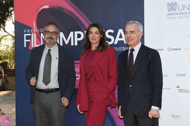 Rome , Casa del Cinema Film Enterprise Award 2023 , In the photo: Mario Sesti Luisa Ranieri Giampaolo Letta  Copyright: xVincenzoxLandix xipa-agency.netx xVincenzoxLandix IPA_IPA37267313