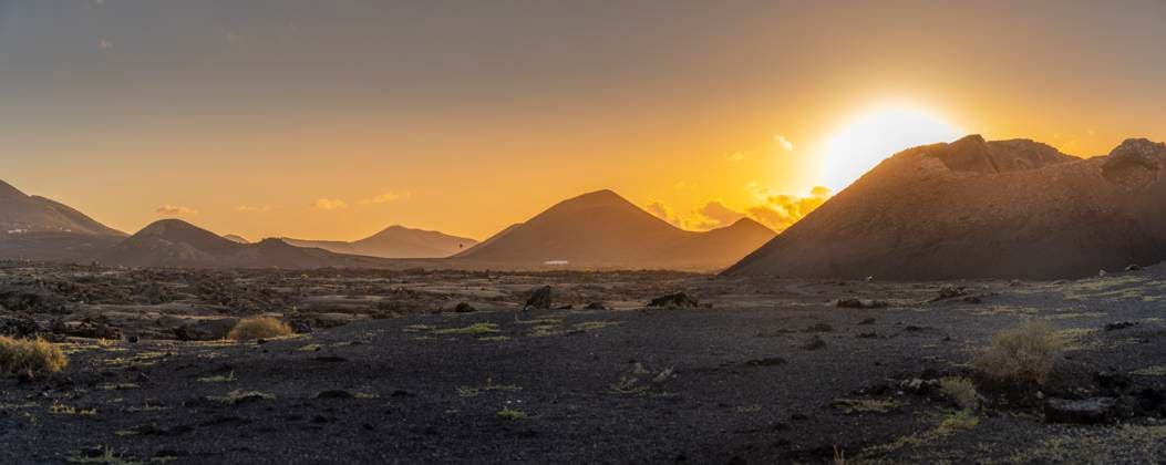 View of El Cuervo Volcano in Timanfaya National Park at sunset, Lanzarote, Las Palmas, Canary Islands, Spain, Atlantic, Europe Copyright: FrankxFell 844-28729