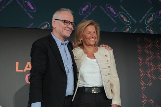 Press conference of the 76th Cannes International Film Festival with new Presidente. Conference de presse du 76 eme Festival International du Film de Cannes. Thierry Fremaux Iris Knobloch 290725 2023-04-13  Copyright: xSergexArnalx xStarfacex STAR_290725_008