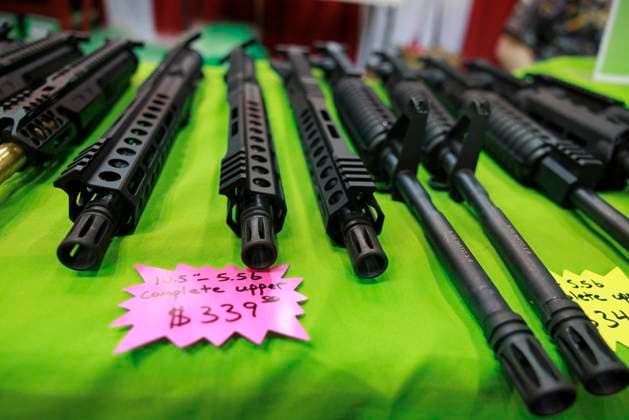April 15, 2023, Indianapolis, Indiana, United States: AR-15 build kits seen for sale at the Durkin Tactical display during the National Rifle Association s Annual Meetings & Exhibits at the Indiana Convention Center in Indianapolis. The forum is part of the National Rifle Association™s Annual Meetings & Exhibits which is expected to draw around 70,000 guests, opens today and runs through Sunday. Indianapolis United States - ZUMAs197 20230415_zaa_s197_013 Copyright: xJeremyxHoganx