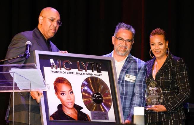 April 15, 2023, Philadelphia, Pennsylvania, U.S: April 15, 2023, Philadelphia PA- Legendary grammy nominated rapper and actress, MC LYTE, was presented with the Women of Excellence legend award by WDAS radio executives at the WDAS Women of Excellence luncheon which was held at LIVE! Casino and Hotel Philadelphia PA Philadelphia U.S. - ZUMArf1_ 20230415_zaf_rf1_017 Copyright: xRickyxFitchettx