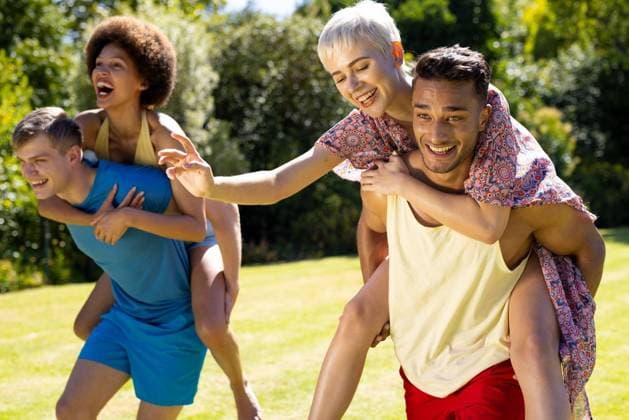 Happy diverse group of friends giving each other piggyback rides in garden Happy diverse group of friends giving each other piggyback rides in garden. Lifestyle, friendship, party time, vacation and summer., model released, , property released, Cape Town, South Africa, 2023-01-25T22:00:00.000Z, 4017866.jpg, people,happy,diverse group,friend,giving,piggyback,ride,garden,lifestyle,friendship,gen z,party time,vacation,summer,young,nature,beautiful,outdoor,fun,leisure,holiday,travel,person,happiness,beach,spring,adult,beauty,smile,green,sea,water,together,diverse,group,party,time Young Adult,Man,Male,White,Woman,Female,Hispanic or Latino,Non-binary