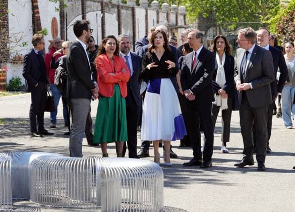 Entertainment Themen der Woche KW16 Entertainment Bilder des Tages Milan, Visit of the Danish Princess Mary Donaldson to the Denmark stand for the Milan Design Week, Fuori Salone, Salone del Mobile at the Ex Macello in Via Molise, in the photo Giuseppe Sala, Princess Mary Donaldson the Minister of Industry Morten Bodskov, Joseph Grima and Valentina Ciuffi Editorial Usage Only  Copyright: xDUILIOxPIAGGESIx xIPAx Agenzia_Fotogramma_FGR3810431
