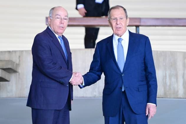 News Themen der Woche KW16 News Bilder des Tages BRASÍLIA, DF - 17.04.2023: CHANCELER RUSSO SHERGEY LAVROV NO BRASIL - This Monday (17) the Russian Chancellor Shergey Lavrov has a meeting with the Minister of Foreign Affairs, Mauro Vieira, at the Itamaraty Palace in Brasília. x2362025x  TonxMolina