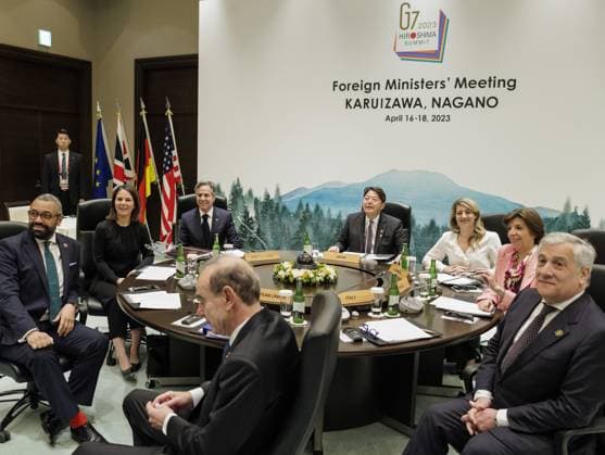 News Themen der Woche KW16 News Bilder des Tages Fuenfte Arbeitssitzung zum Thema öÄÃ»AfricaöÄu im Rahmen des Treffens der G7-Aussenministerinnen und -Aussenminister in Karuizawa, 18.04.2023. Karuizawa Japan *** Fifth Working Session on öÄÃ AfricaöÄu at the Meeting of G7 Foreign Ministers in Karuizawa, 18 04 2023 Karuizawa Japan Copyright: xKiraxHofmannx