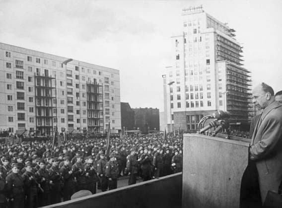 Walter Ulbricht speaking at rally in Berlin 8411923 14.04.1961 German Democratic Republic. German statesman and politician, communist, leader of the GDR Walter Ulbricht speaks at a rally in Berlin. RIA Novosti Berlin Germany  Copyright: xRIAxNovostix