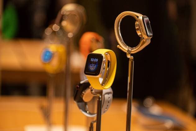 India Apple Store Apple smartwatches kept at display at the new Apple Inc. store in New Delhi, India on April 20, 2023. Apple Inc. Chief Executive Officer (CEO) Tim Cook launched the second store in India, after the first store was launched by him in Mumbai on Tuesday. New Delhi Delhi India  Copyright: xKabirxJhangianix originalFilename: jhangiani-indiaapp230420_npIb2.jpg