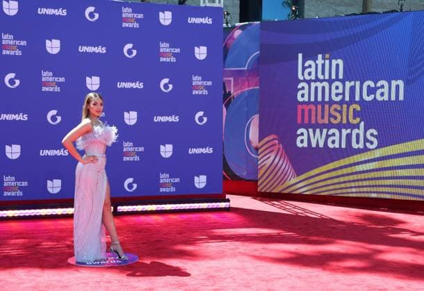 Migbelis Castellanos attends the 8th annual Latin American Music Awards at the MGM Grand Garden Arena in Las Vegas on Thursday, April 20, 2023. The annual event honors outstanding achievements for artists in the Latin music industry.  LAV2023042023 JAMESxATOA