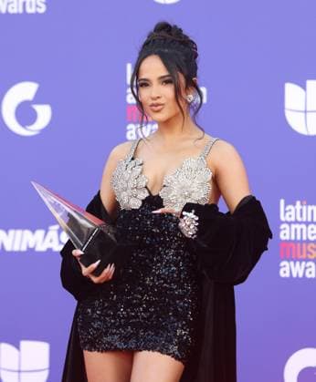 Becky G attends the 8th annual Latin American Music Awards at the MGM Grand Garden Arena in Las Vegas on Thursday, April 20, 2023. The annual event honors outstanding achievements for artists in the Latin music industry.  LAV2023042227 JAMESxATOA