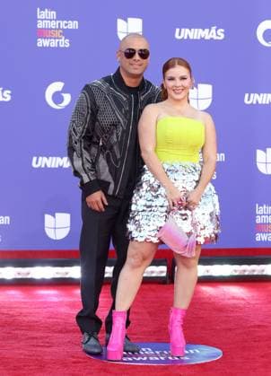 (L-R) Wisin and Yomaira Ortiz Feliciano attend the 8th annual Latin American Music Awards at the MGM Grand Garden Arena in Las Vegas on Thursday, April 20, 2023. The annual event honors outstanding achievements for artists in the Latin music industry.  LAV2023042249 JAMESxATOA