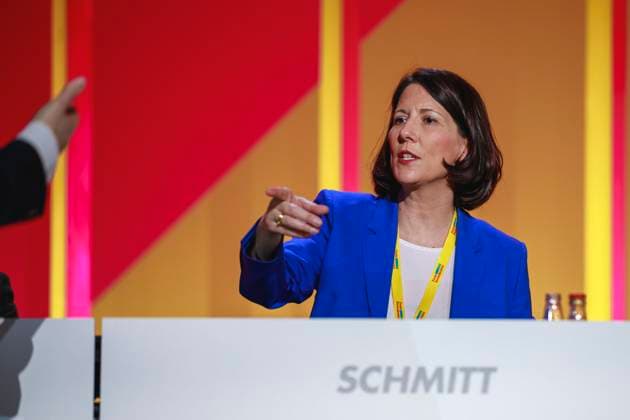 74. Ordentlicher Bundesparteitag der FDP Deutschland, Berlin am 21.04.2023: Daniela Schmitt (FDP), Ständiger Gast als Ministerin für Wirtschaft, Verkehr, Landwirtschaft und Weinbau des Landes Rheinland-Pfalz Beisitzerin im Bundesvorstand. *** 74 Ordinary Federal Party Congress of the FDP Germany, Berlin on 21 04 2023 Daniela Schmitt FDP , Permanent Guest as Minister for the Economy, Transport, Agriculture and Viticulture of the State of Rhineland-Palatinate Member of the Federal Executive Committee