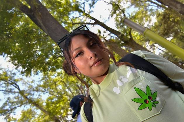 World Cannabis Day in State of Mexico April 20 , 2023 Toluca , Mexico : Thousands of young people and adults took to the streets of the city where they participated in the 5th cannabis walk in commemoration of World Cannabis Day, demanding its legalization as a plant for recreational purposes. on April 20, 2023 in Toluca, MÃ xico. (Photo by Arturo Hernandez Eyepix Group) Copyright: xArturoxHernandezx xEyepixxGroupx AH_200423_05