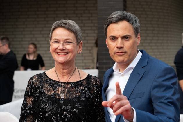 Frauke GERLACH, Direktorin Adolf Grimme-Institut, Norbert HIMMLER, ZDF-Intendant Roter Teppich, Red Carpet Show, Ankunft, arrival, 59. Verleihung des Adolf-Grimme-Preises Adolf-Grimme-Preis Grimmepreis in Marl, 21.04.2023. oÂ¥Ã‚
