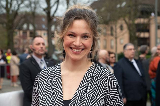 Grimmepreis fuer NEULAND; Franziska Hartmann, Schauspielerin, Roter Teppich, Red Carpet Show, Ankunft, arrival, 59. Verleihung des Adolf-Grimme-Preises Adolf-Grimme-Preis Grimmepreis in Marl, 21.04.2023. oÂ¥Ã‚