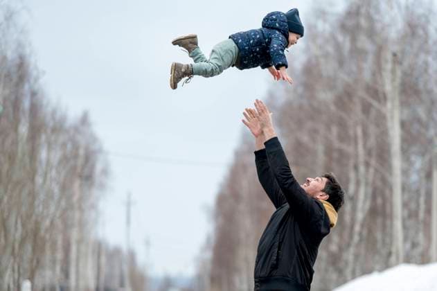 Playful father throwing son in air model released, Symbolfoto, ANAF01199