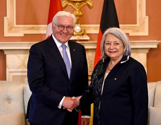 April 23, 2023, Ottawa, ON, CAN: Governor General of Canada Mary Simon meets with Frank-Walter Steinmeier, President of the Federal Republic of Germany, at Rideau Hall in Ottawa on Sunday, April 23, 2023. Ottawa CAN  - ZUMAc35_ 20230423_zaf_c35_001 Copyright: xJustinxTangx