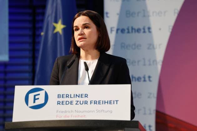 News Themen der Woche KW17 Swetlana Tichanowskaja bei der 17. Berliner Rede zur Freiheit der Friedrich-Naumann-Stiftung im Allianz Forum am 24.04.24 in Berlin Swetlana Tichanowskaja hält 17. Berliner Rede in Berlin *** Svetlana Tikhanovskaya at the 17 Berlin Speech on Freedom of the Friedrich Naumann Foundation at the Allianz Forum on 24 04 24 in Berlin Svetlana Tikhanovskaya delivers 17 Berlin Speech in Berlin