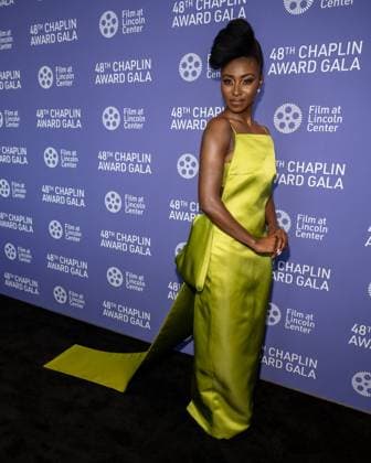 Jayme Lawson arrives on the red carpet at the 48th Chaplin Award Gala honoring Viola Davis at Alice Tully Hall, Lincoln Center in New York City on Monday, April 24, 2023.  NYP20230424513 GabrielexHoltermann