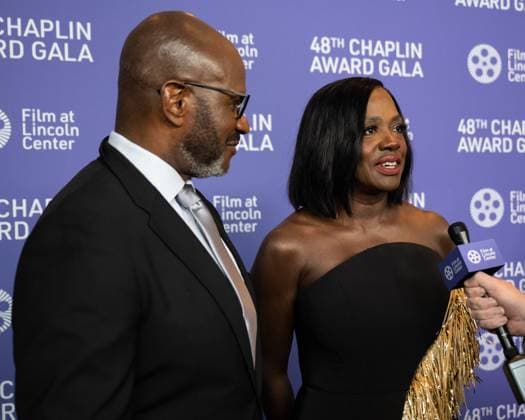 Viola Davis gives on interview on the red carpet at the 48th Chaplin Award Gala honoring her at Alice Tully Hall, Lincoln Center in New York City on Monday, April 24, 2023.  NYP20230424534 GabrielexHoltermann