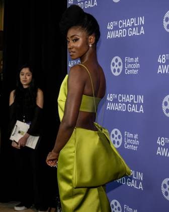 Jayme Lawson arrives on the red carpet at the 48th Chaplin Award Gala honoring Viola Davis at Alice Tully Hall, Lincoln Center in New York City on Monday, April 24, 2023.  NYP20230424511 GabrielexHoltermann