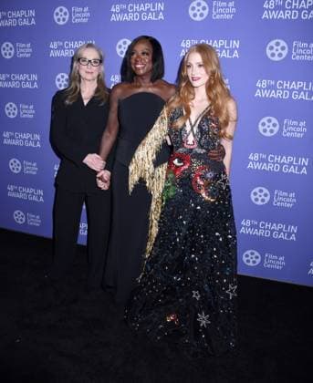 April 24, 2023, New York, New York, USA: Meryl Streep, Viola Davis and Jessica Chastain attend the 48th Chaplin Award Honoring Viola Davis at Lincoln Centers Alice Tully Hall in New York. New York USA - ZUMAp281 20230424_zea_p281_048 Copyright: xPhotoxImagexPressx