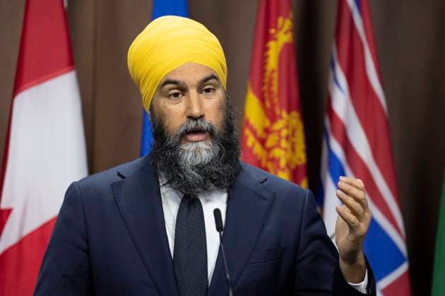 April 25, 2023, Ottawa, ON, Canada: New Democratic Party leader Jagmeet Singh is seen during a news conference on Parliament Hill, in Ottawa, Tuesday, April 25, 2023. Ottawa Canada  - ZUMAc35_ 20230425_zaf_c35_030 Copyright: xAdrianxWyldx