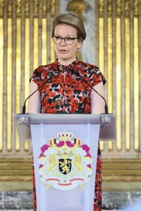 Queen Mathilde of Belgium delivers a speech at the presentation of the Queen Mathilde Prize ISEE IDEA IDO of the Queen Mathilde Fund, at the Royal Palace in Brussels, Wednesday 26 April 2023. The Queen Mathilde Fund annually supports dozens of initiatives in Belgium that empower socially vulnerable children and young people. The project call I SEE, IDEA, I DO specifically provides support and professional guidance to young people who are looking for solutions to local challenges and thus aims to encourage young people s entrepreneurship. Just before the award ceremony, the Queen had a meeting with the youth jury, which again selected the laureate of the Queen Mathilde Prize from various projects this year.  BENOITxDOPPAGNE 66099976