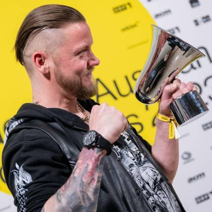 RECORD DATE NOT STATED 20230428 Amadeus Austrian Music Awards 2023 WIEN, OESTERREICH - 28. APRIL: Belphegor, Preistraeger der Amadeus Award 2023 in der Kategorie - Hard und Heavy - nach der Verleihung in der weissen Bar des Wiener Volkstheaters am 28. April 2023 in Wien, Oesterreich. 230429_SEPA_17_041 Copyright: xIsabellexOuvrardx SEPAxMedia