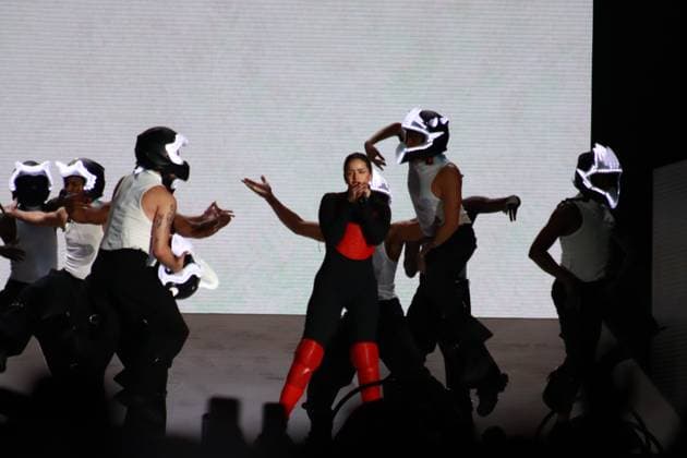 April 28, 2023 in Mexico City, Mexico: Spanish urban music singer, Rosalia, performs before thousands of people in a free concert in the Mexico City Zocalo . On April 28, 2023 in Mexico City, Mexico. Mexico City Mexico - ZUMAe321 20230429_zia_e321_044 Copyright: xCarlosxSantiagox