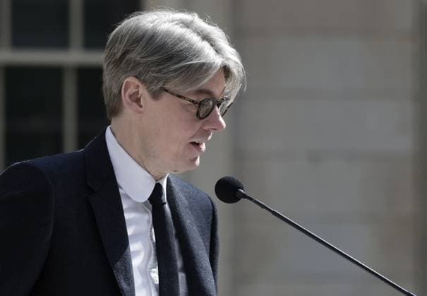 Andrew Bolton delivers remarks before the Karl Lagerfeld: A Line of Beauty press preview on the morning before The Met Gala at The Metropolitan Museum of Art in New York City on Monday, May 1, 2023.  NYP202305019001 JOHNxANGELILLO