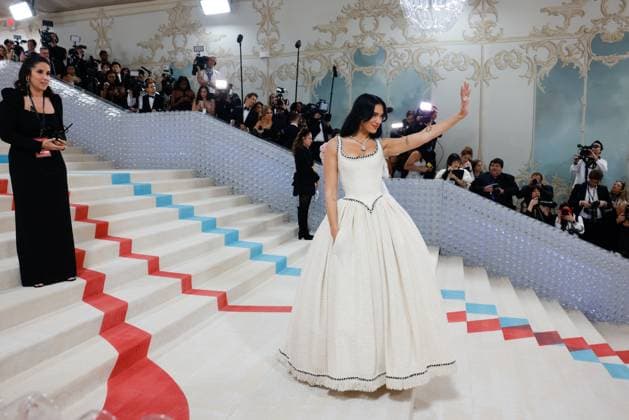 Dua Lipa arrives on the red carpet for The Met Gala at The Metropolitan Museum of Art celebrating the opening of Karl Lagerfeld: A Line of Beauty in New York City on Monday, May 1, 2023.  NYP202305012903 JOHNxANGELILLO