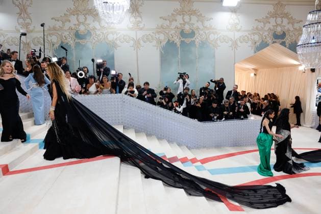 Rita Ora arrives on the red carpet for The Met Gala at The Metropolitan Museum of Art celebrating the opening of Karl Lagerfeld: A Line of Beauty in New York City on Monday, May 1, 2023.  NYP20230501377 JOHNxANGELILLO
