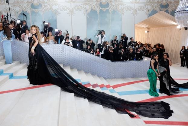 Rita Ora arrives on the red carpet for The Met Gala at The Metropolitan Museum of Art celebrating the opening of Karl Lagerfeld: A Line of Beauty in New York City on Monday, May 1, 2023.  NYP20230501430 JOHNxANGELILLO