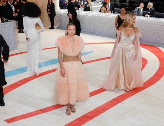 Lila Grace Moss arrives on the red carpet for The Met Gala at The Metropolitan Museum of Art celebrating the opening of Karl Lagerfeld: A Line of Beauty in New York City on Monday, May 1, 2023.  NYP202305012926 JOHNxANGELILLO