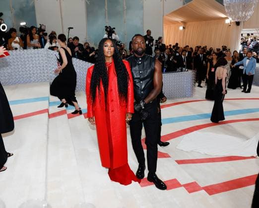 Gabrielle Union and Dwyane Wade arrive on the red carpet for The Met Gala at The Metropolitan Museum of Art celebrating the opening of Karl Lagerfeld: A Line of Beauty in New York City on Monday, May 1, 2023.  NYP202305012945 JOHNxANGELILLO