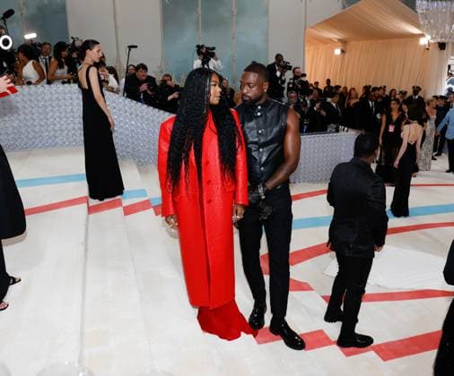 Gabrielle Union and Dwyane Wade arrive on the red carpet for The Met Gala at The Metropolitan Museum of Art celebrating the opening of Karl Lagerfeld: A Line of Beauty in New York City on Monday, May 1, 2023.  NYP202305012946 JOHNxANGELILLO